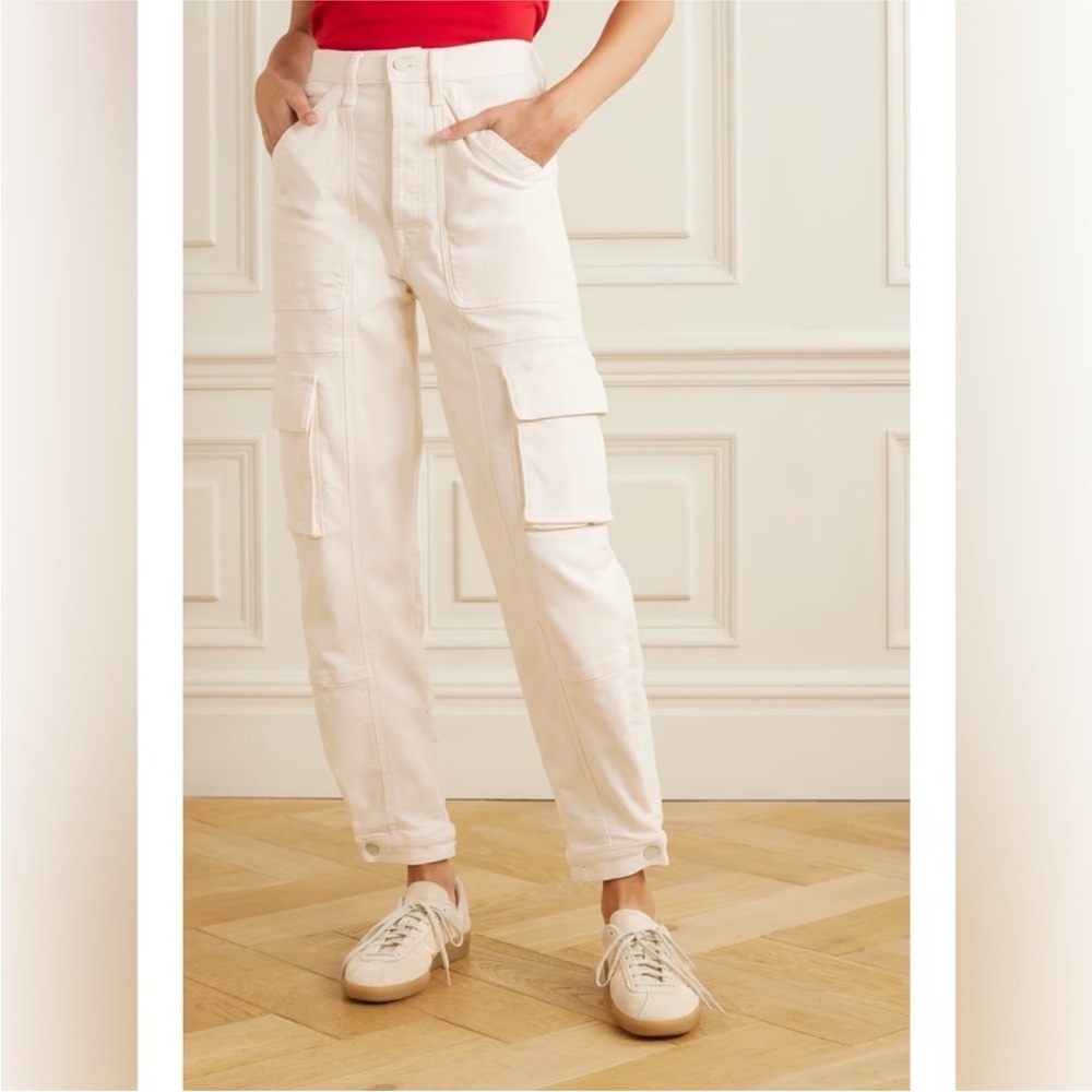 NWT MOTHER Denim The Curbside Cargo Flood Jeans in Eggnog Size 33